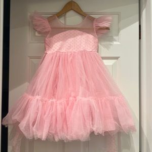 Mia Belle Girls Pink dot tulle dress